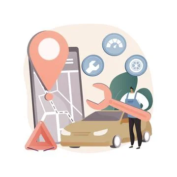 Roadside service abstract concept vector illustration. Stockillustratie