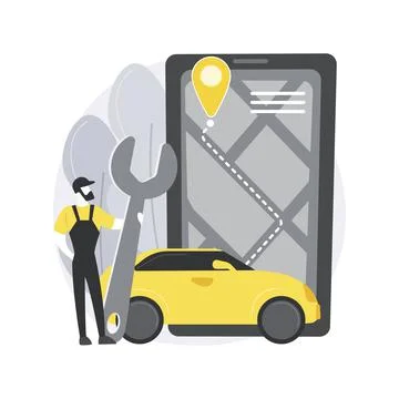 Roadside service abstract concept vector illustration. Stock Illustration