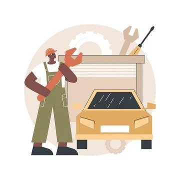 Roadside service abstract concept vector illustration. Stock Illustration