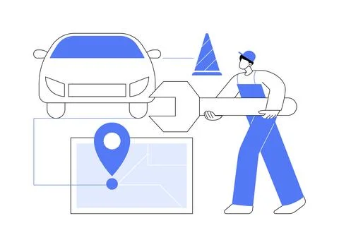Roadside service abstract concept vector illustration. Stockillustratie