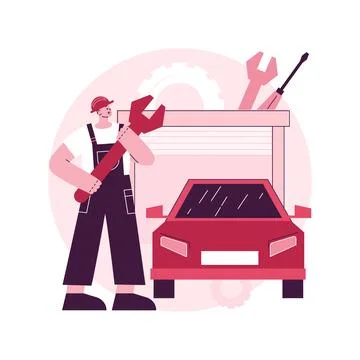 Roadside service abstract concept vector illustration. Stock Illustration