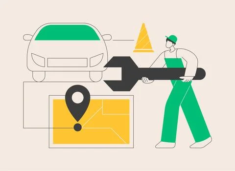 Roadside service abstract concept vector illustration. Stock Illustration
