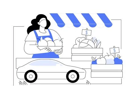 Roadside stands isolated cartoon vector illustrations. Ilustración de archivo
