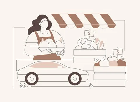 Roadside stands isolated cartoon vector illustrations. Ilustración de archivo