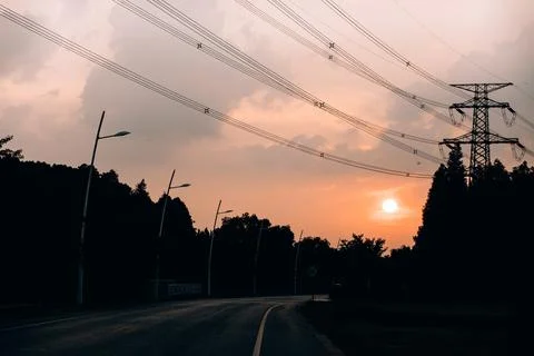 Roadside at sunset Stock Photos