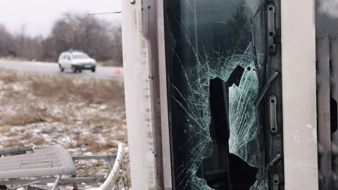 Roadside vehicle, Windshield replacement, Highway mishap Stock Footage 244946480