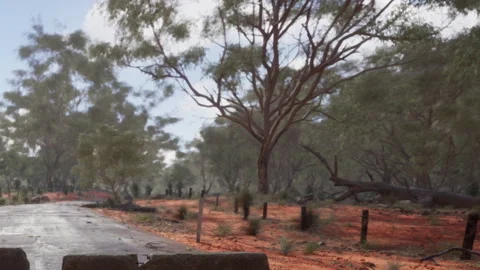 Roadside View of an Empty Trail in the Australian Outback Surrounded by Nature Video stock 344926268