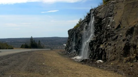 Roadside Water Fall. Stock Footage 74367493