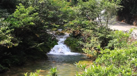 Roadside waterfall Stock Footage 32235819