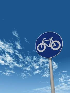 Roadsign bicycle under cloudy sky - 3d illustration Stock Illustration
