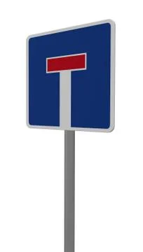 Roadsign dead end on white background - 3d illustration Illustrazione stock