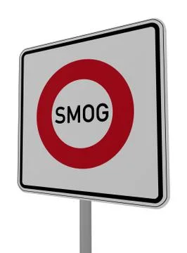 Roadsign smog area on white background - 3d illustration Stock Illustration
