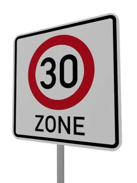 Roadsign thirty area on white background - 3d illustration Stock Illustration