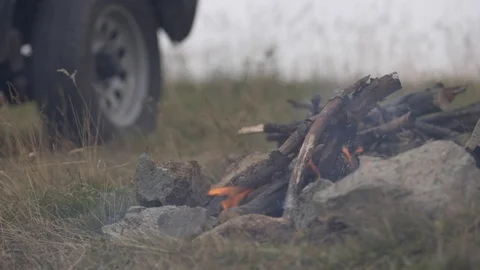 Roadtrip Campfire Stock Footage 117071035