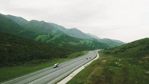 Roadway in the green mountains Stock Footage 173083008
