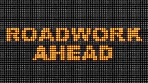 Roadwork ahead sign digital notifications  Stock Footage 63614639