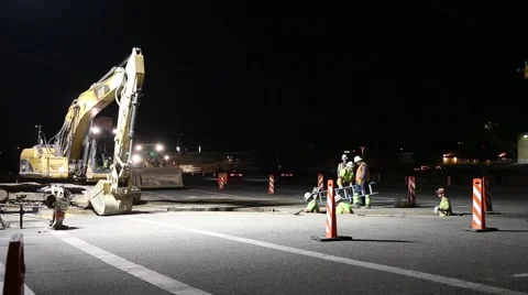 Roadwork construction Stock Footage 53564248