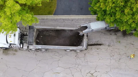 Roadwork development new asphalt road and real estate houses at Suburb Stock Footage 306470654