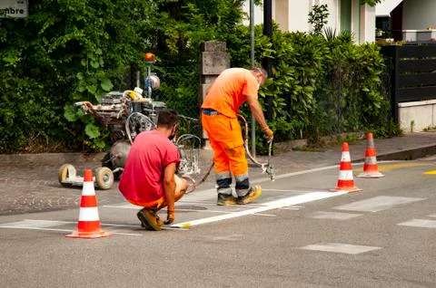 Roadworker in action Stock Photos