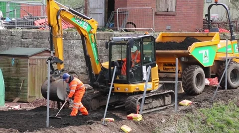 Roadworks Construction Workers Stock Footage 49253380