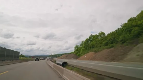Roadworks in Germany causing congestion, slow traffic Stockbeeldmateriaal 337422602