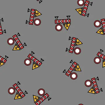 Roadworks highway road vector seamless pattern Stock Illustration