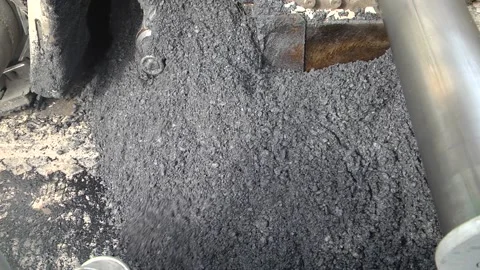Roadworks repaving process. Technology laying asphalt. Stock-Footage 97814976