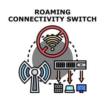 Roaming connectivity switching from wireless to wired network Stock Illustration