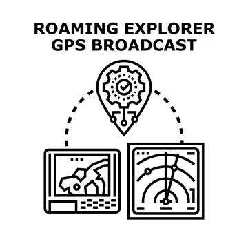 Roaming explorer gps broadcast navigation system concept Stock Illustration