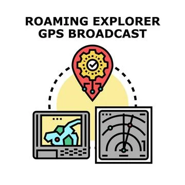 Roaming explorer gps broadcast navigation system concept Stock Illustration