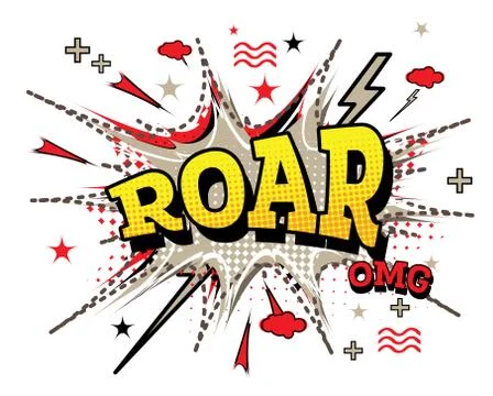Roar Comic Text in Pop Art Style Isolated on White Background. Stock Illustration
