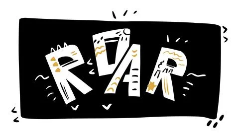 ROAR lettering. Vector letters and elements in flat cartoon style. Scandinavian イラスト素材
