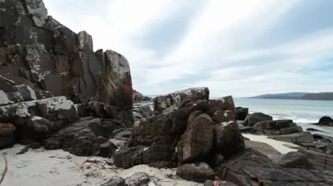 Roaring Beach, Tasmnia Stock Footage 10732663