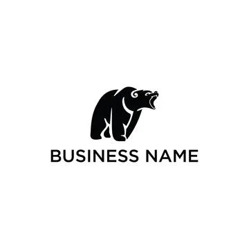 Roaring bear drawing art logo design inspiration Stock Illustration