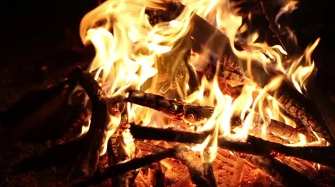 Roaring Campfire Breaking Up 50fps Stock Footage 49815289