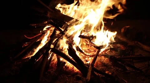 Roaring Campfire - Pan - 50fps Stock Footage 49815655