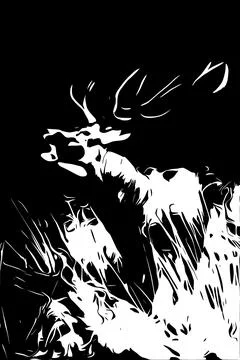 Roaring deer in the forest during the rut.. Stock Illustration