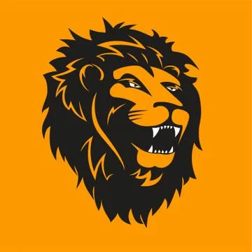 Roaring lion, aggressive logo, vector illustration Stock Illustration