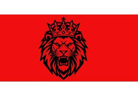 Roaring lion head with elegant crown emblem graphic design illustration iso.. Stock Illustration