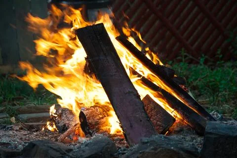 Roaring Log Campfire 1 Stock Photos