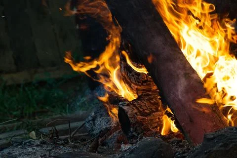 Roaring Log Campfire 2 Stock Photos