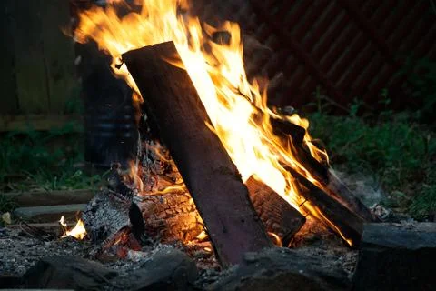 Roaring Log Campfire 3 Stock Photos