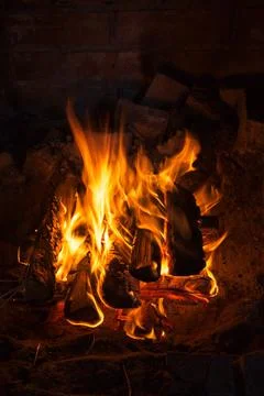 A roaring log fire Stock Photos