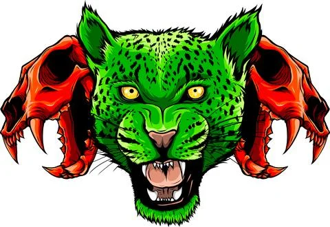 Roaring Panther Head Leopard on white background. vector illustration Stock Illustration