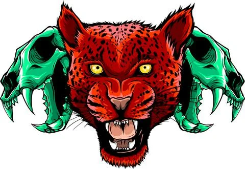Roaring Panther Head Leopard on white background. vector illustration Stock Illustration