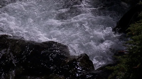 Roaring Rapids Rushing Over Rocky Waterfall on Mount Rainier Stock Footage 86755252
