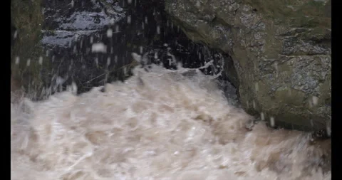 A roaring river, Close-up Detail (Slow Motion) Stock Footage 291516638