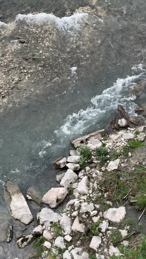 Roaring Strong River in Grey Tones, Nature Scene Stock Footage 243854390