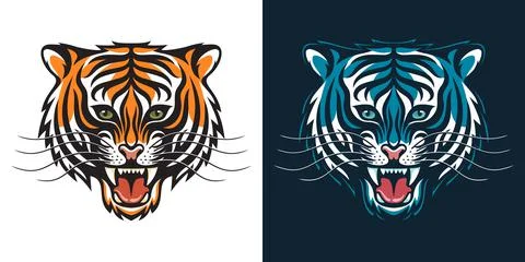 Roaring tiger head stylized as an emblem or logo Illustrazione stock