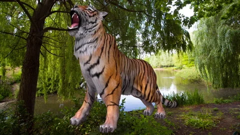 Roaring Tiger in the jungle Stock Footage 169555256